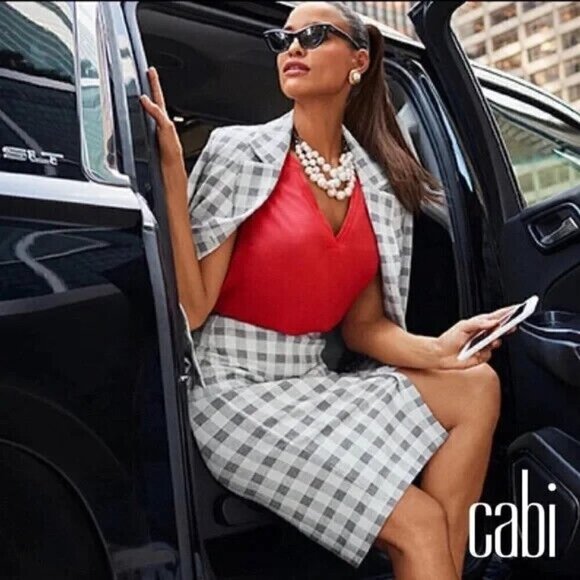 CAbi Jackets & Blazers - Cabi Valentina Blazer Size 10 NWT 5292 Plaid Button Checked Jacket Gray Knit